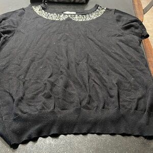 Debbie Morgan, black sweater T-shirt size, extra large w/ gold silver blingneck